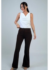 Resim By Saygı Kadın İspanyol Paça Pantolon-41765 Kahve 