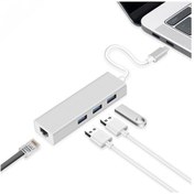 Resim Type C To 3 Port Usb 3.0 Hub Çoklayıcı Ethernet Macbook 