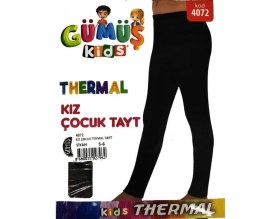 Resim Gümüş Kız Çocuk Termal İçlik Alt Üst Takım Siyah 4072-73 - %60 Polyester %35 Viskon %5 Elastan 