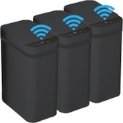 Resim 3-Pack Dokunmatik Akıllı Çöp Kutusu | Pil ile Çalışır (2 AA Pil Dahil Değildir), 3 Mod, Sensör Kapak, Düğme Açık Durumunu Korur, Bu Elektrikli Plastik İnce Kapak Kutusu, Oturma Odası, Yatak Odası, Ofis ve Banyo için Mükemmel 