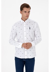 Resim U.S. Polo Assn. Erkek Beyaz Uzun Kollu Desenli Gömlek 50316561-VR013 