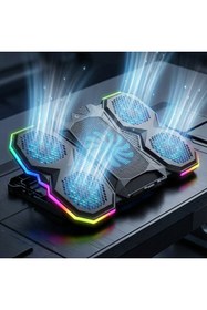 Resim Rampage Ad-rc14 X-ranger Rgb 5fan Yükseklik Ayarlı Telefon Tutucu 9-17" Notebook Soğutucu Laptop Soğutucu 