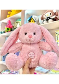 Resim Tavşan Peluş Oyuncak Uyku Arkadaşı Nefes Alan Müzikli 30cm Tavşan Nefes Alan Çok Renkli 