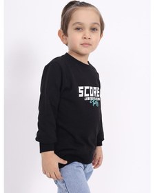 Resim Toontoy Erkek Çocuk Relax Fit Bisiklet Yaka Baskılı Sweatshirt - 2 İplik Siyah 