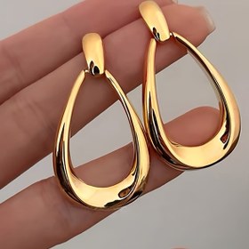 Resim Kadınlar için 1 Çift Fransız Tarzı Geometrik Küpeler - Minimalist Şık Altın Tonlu Alaşım & Paslanmaz Çelik Kancalı Sarkan Küpeler, Günlük Kullanım, Partiler, Tatiller, Yıl Boyu Lüks Aksesuarlar İçin Çok Yönlü 