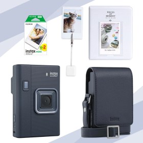 Resim Fujifilm Instax Mini Liplay Plus Midnight Blue Fotoğraf Makinesi, Çanta, Albüm, Kıskaç ve 20'li Film Hediye Seti 