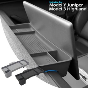 Resim Premium Silikon Gösterge Paneli Depolama Tepsisi Tesla Model 3 Highland 2024-2025 & Model Y Juniper 2025 için - Doku Kutusu Tutuculu Merkez Konsol Organizatörü, Arka Ekran Koruma & Dayanıklı Tasarım, Araç Organizasyonu, Şık Aksesuar, Esnek Kurulum 
