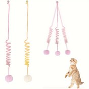 Resim 3 adet Kendinden Kaldırma Emici Yay Tavşan Saç Topu Tezleme Kedi Çubuğu Geri Çekilebilir Asılı Salıncak Peluş Fare Kedi Oyuncağı, Pil Olmadan 