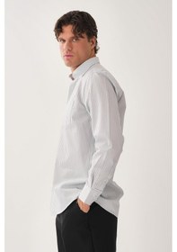 Resim Erkek Çizgili Gömlek Gri 