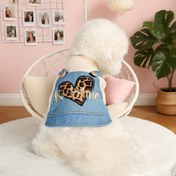 Resim Küçük İrk Köpeklere Özel Rahat Kışlık Giysiler - Leopar Desenli Kalp ve Sevgilil 