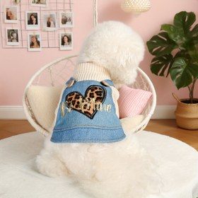 Resim Küçük İrk Köpeklere Özel Rahat Kışlık Giysiler - Leopar Desenli Kalp ve Sevgilil 