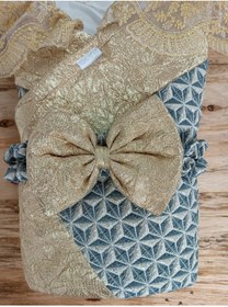 Resim Tomuycuk Dantelli Lüks Bebek Kundağı Unisex Bebek Dış Kundak Battaniyesi Hastane Çıkışı Mevlütlük Hediyelik 