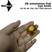 Resim MOLOCA 3D Simülasyon Balık Gözü Kanca - Keskin Dikenli Kanca ve Döner ile Gerçekçi Altın Kurşun Jig, 40g-140g Seçenekleri, Yumuşak Solucan Balıkçılığı için Mükemmel, Çok Yönlü Olta Takımı | Gerçekçi Balık Tasarımı | Kurşun Olta Jig 