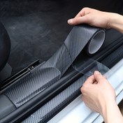 Resim Araba Eşiği Koruyucu Filmi Karbon Fiber Sticker Çizilmeye Karşı Mat Siyah Nano Sticker Araba Gövdesi İçin 