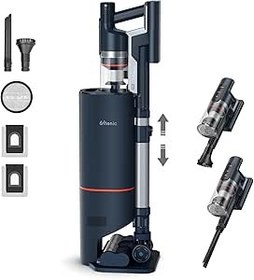 Resim Ultenic FS1 Kablosuz Süpürge, Otomatik Boşaltma İstasyonu ile, Güçlü Emme 30KPa/450W, 60 Dakikaya Kadar Çıkarılabilir Pil, Sert Zemin ve Halı için Dikey Süpürge. 