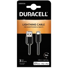 Resim Duracell USB5012A 1m USB-A to Lightning Mfi Charge Cable Siyah 