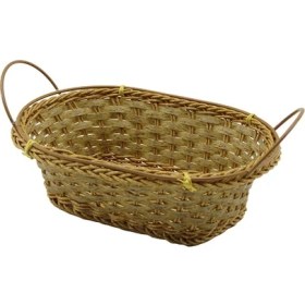 Resim Oval Plastik Hasır Ekmek - Çok Amaçlı Sepet Kulplu - Metal Iskelet TABAN:11X18- AĞIZ:18X24.5CM D:8cm 
