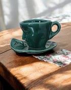 Resim Mithra Life MIT1185 110 ML Yüz Şekilli Seramik Yeşil Fincan Takımı 