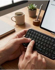Resim Tek Taşınabilir Mini Bluetooth Klavye Şarjlı Kablosuz Klavye Najmaddin 