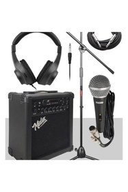 Resim AyrStore MGA 25BK PAK Elektro Gitar Amfisi 25 Watt USB Bluetooth ve Şarjlı (Amfi Mikrofon Stand 
