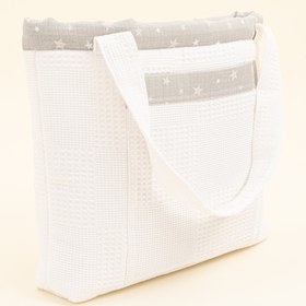 Resim Bebek Bakım Çantası - Beyaz Waffle - Gri Minik Yıldızlar 