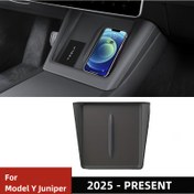 Resim 2025 Tesla Model Y için Uygun Juniper Kablosuz Şarj Silikon Ped, Merkezi Konsol Koruyucu, Kaymaz Mat, Araç Aksesuarı 