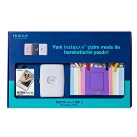 Resim Fujifilm Instax Mini Link 2 Beyaz Akıllı Telefon Yazıcısı Bundle Box 