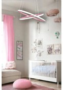 Resim Rings 2 Pembe Renk Çocuk Odası Beyaz Led 2 Li Avize Pembe 
