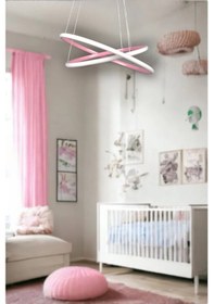 Resim Rings 2 Pembe Renk Çocuk Odası Beyaz Led 2 Li Avize Pembe 