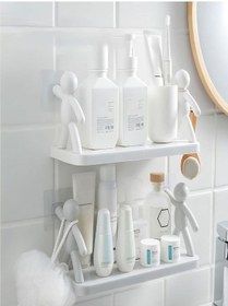 Resim 2 Adet Büyük Boy Yapıskanlı Banyo Organizer Duvar Raf Banyo Rafı 