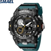 Resim Hanyang Koyu Yeşil Smael Kuvars Izle Spor 50 M Su Geçirmez Kronometre Hafta Ekran LED Dijital Çalar Saat Erkek 8055 Erkek Saatler Spor Kol Saatleri (Yurt Dışından) 