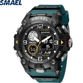 Resim Hanyang Koyu Yeşil Smael Kuvars Izle Spor 50 M Su Geçirmez Kronometre Hafta Ekran LED Dijital Çalar Saat Erkek 8055 Erkek Saatler Spor Kol Saatleri (Yurt Dışından) 