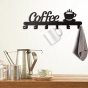 Resim Hzm Collection Metal Dekoratif Metal Coffee Yazılı Mutfak Fincan ve Kupa Askılığı 