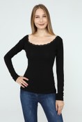 Resim DRR Moda Yaka Dantelli Büzgülü Reglan Kol Bluz 