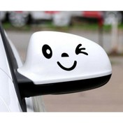 Resim esticker 2'li Yan Ayna Gülen Yüz Sticker 12 X 6 Cm Siyah 