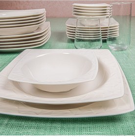 Resim Güral Porselen Güral Vıvente 24 Parça 6 Kişilik Bone Yemek Takımı 
