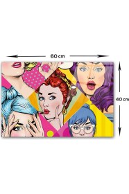 Resim Decorita Cam Ocak Arkası Koruyucu | Popart Ladies | 40CM x 60CM 