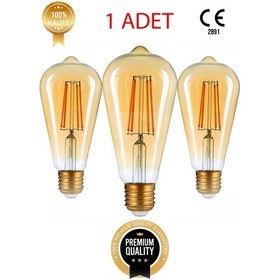 Resim Armut Kateli Rustik 2700 K Sarı Led Filament Ampul 