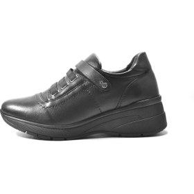 Resim Beety M.144 Deri Siyah Cırtlı Ortopedik Dolgu Taban Kadın Anne Ayakkabı 