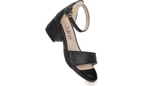 Resim Kiko Kids 4 cm Topuklu Kız Çocuk Abiye Sandalet Siyah Mikrofiber ile Rahat Kullanım 