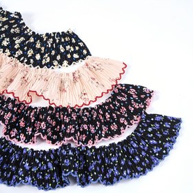 Resim 1 Yard Şifon Çiçek Desenli Dantel Kenar, 4.5cm Genişliğinde - Beyaz, Pembe, Mavi ve Siyah Renklerde Zarif Tomurcuk Kenar Tasarımı DIY Giysi ve Elbise Etek Süslemeleri için, Elbise Süslemeleri|Kabartmalı Kenar Tasarımı|Şifon Kumaş 