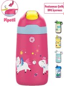 Resim Vagonlife Çocuk 350 ML Pipetli Çelik Matara Paslanmaz Çelik Termos 5 Farklı Renk 2055-350ML 