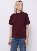 Resim Regular Fit Yuvarlak Yaka Düz Kadın Mor Kısa Kol Tişört Colin's