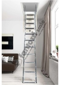 Resim Aytürk Fantozzi Acisvazia Italya Menşei 70x110 Galveniz Kaplı Makaslı Metal Çatı Merdiveni H:320cm Standart Model 