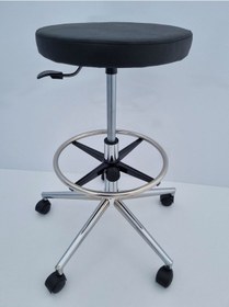 Resim Siyah Deri Tekerlekli Yüksek Bar Taburesi 