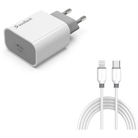 Resim Soultech Sc224 Usb-c 20w Hızlı Seyahat Şarj Aleti + Type-c Iphone 3a Platinum Şarj Ve Data Kablosu 