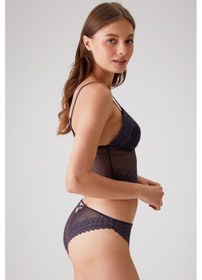Resim Pierre Cardin 4831 Kadın Pedli Balensiz Dantelli Bralet Sütyen Külot Takım-mürdüm MÜRDÜM 