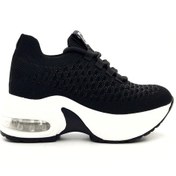 Resim Guja 25y300-22 Kadın Triko Taşlı Balon Taban Streç Spor Ayakkabı Siyah 