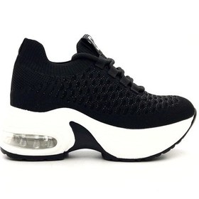 Resim Guja 25y300-22 Kadın Triko Taşlı Balon Taban Streç Spor Ayakkabı Siyah 