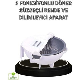 Resim Çok Fonksiyonlu Döner Rende Süzgeç Hazneli Ergonomik Sebze Doğrayıcı Beyaz 
